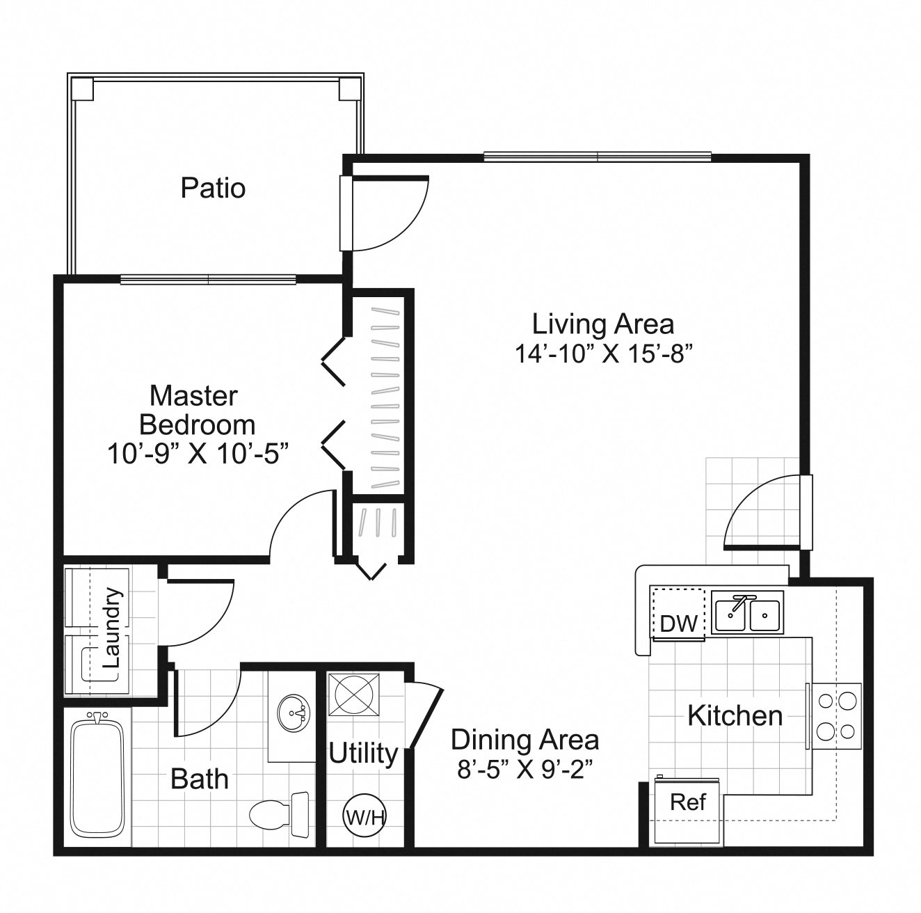 A1 Ardenne Apartments one bed one bath 671 sqft w/ patio